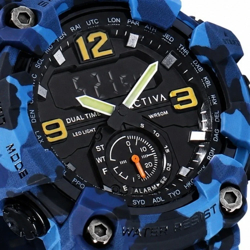 NEW Activa X Invicta BlackOps Digital Men's Watch 56mm, Camouflage Blue #905